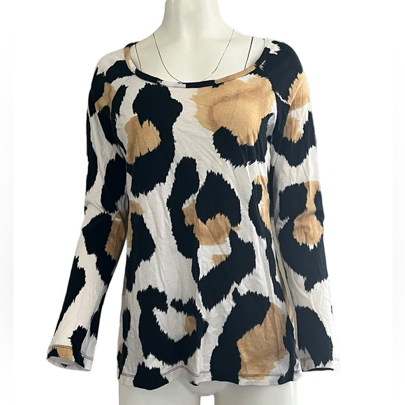 Norma Kamali Tops - Norma Kamala Long Sleeve Tee Leopard Print Womens XL